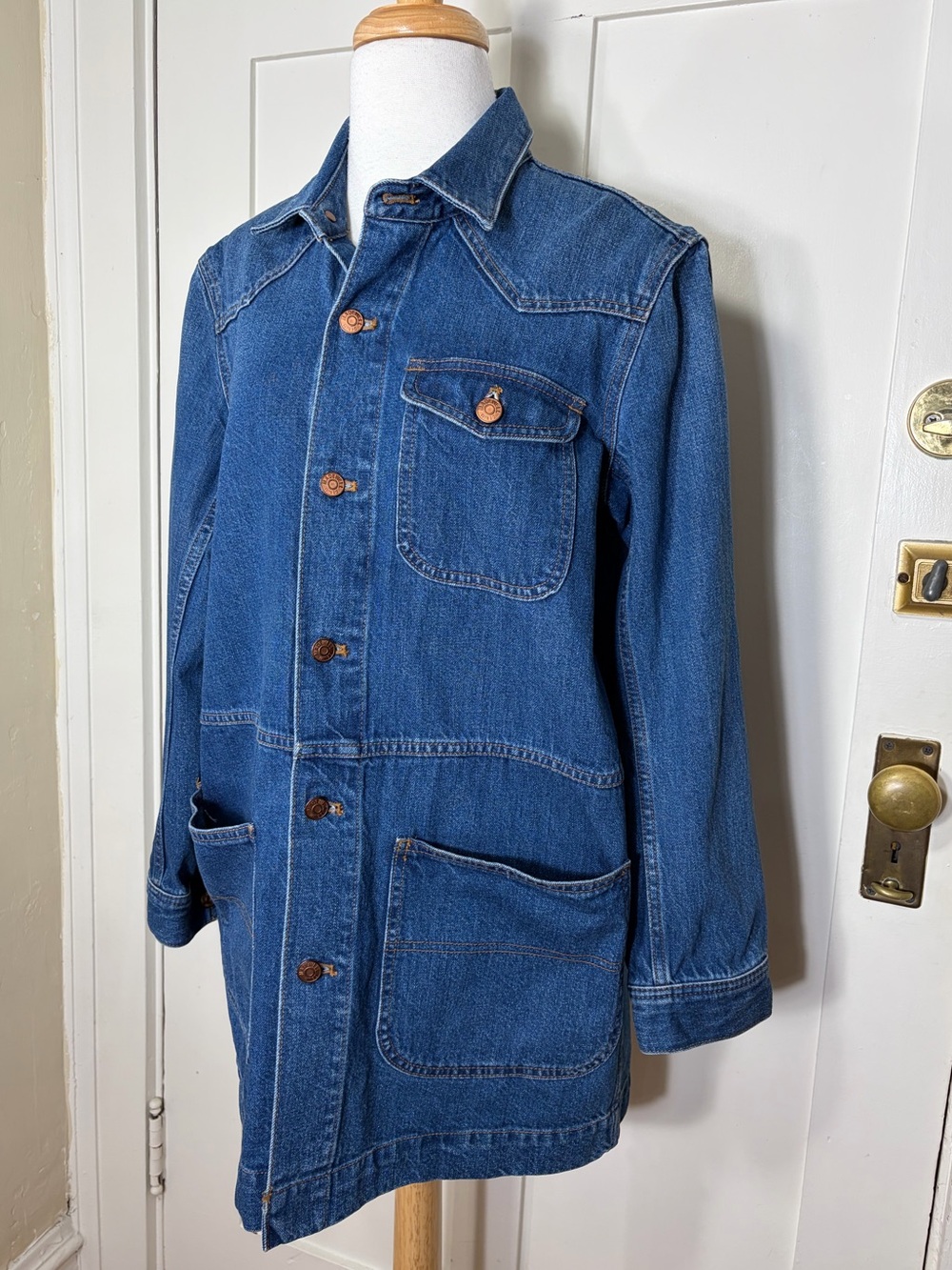 Madewell Blue Denim Chore Shirt Barn Work Coat Jacket S STYLE #A1075